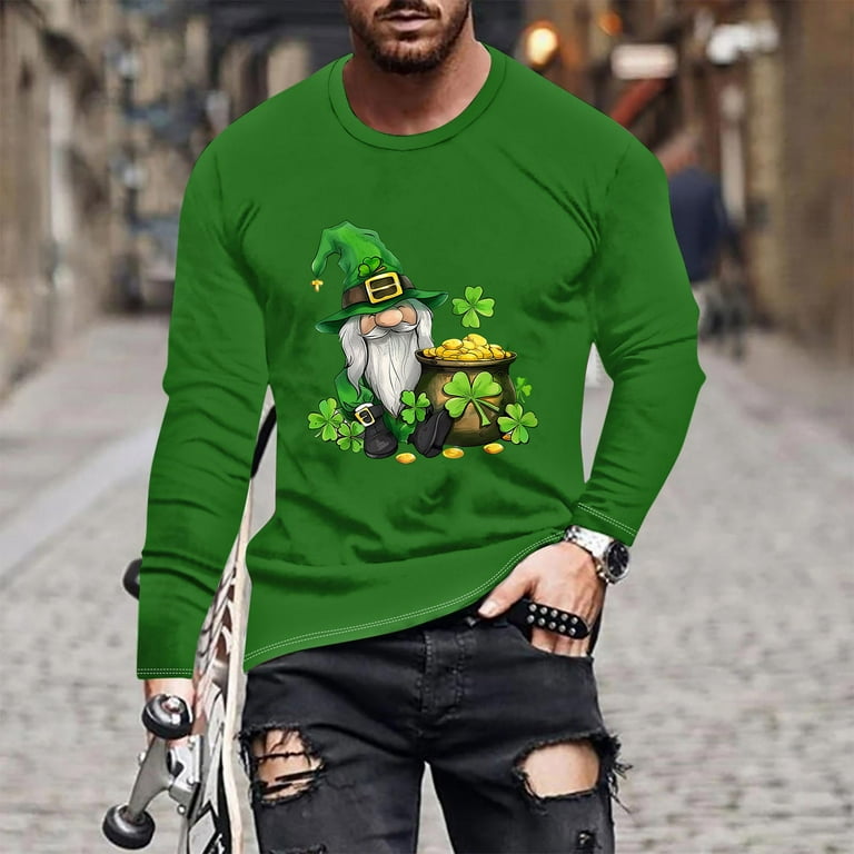 COSFO Long Sleeve Mens T-Shirts Crew Neck Casual St Patricks Day