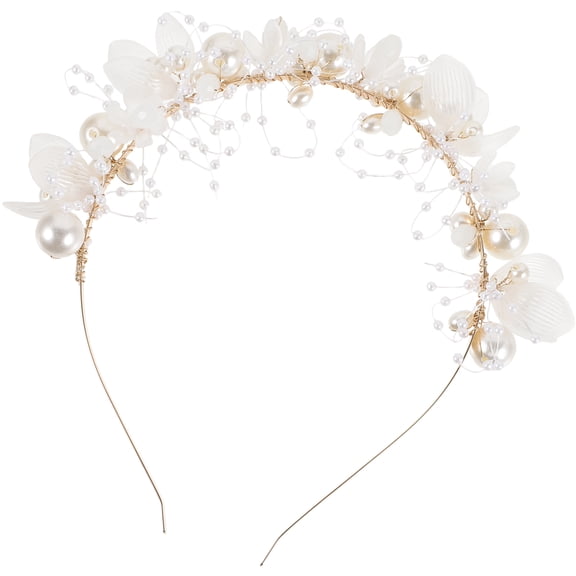 HEANUJJ Chic Golden Flower Headband for Bridal Use with Decorations