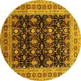 thumbnail image 1 of Ahgly Company Machine Washable Indoor Round Oriental Yellow Traditional Area Rugs, 8' Round, 1 of 4
