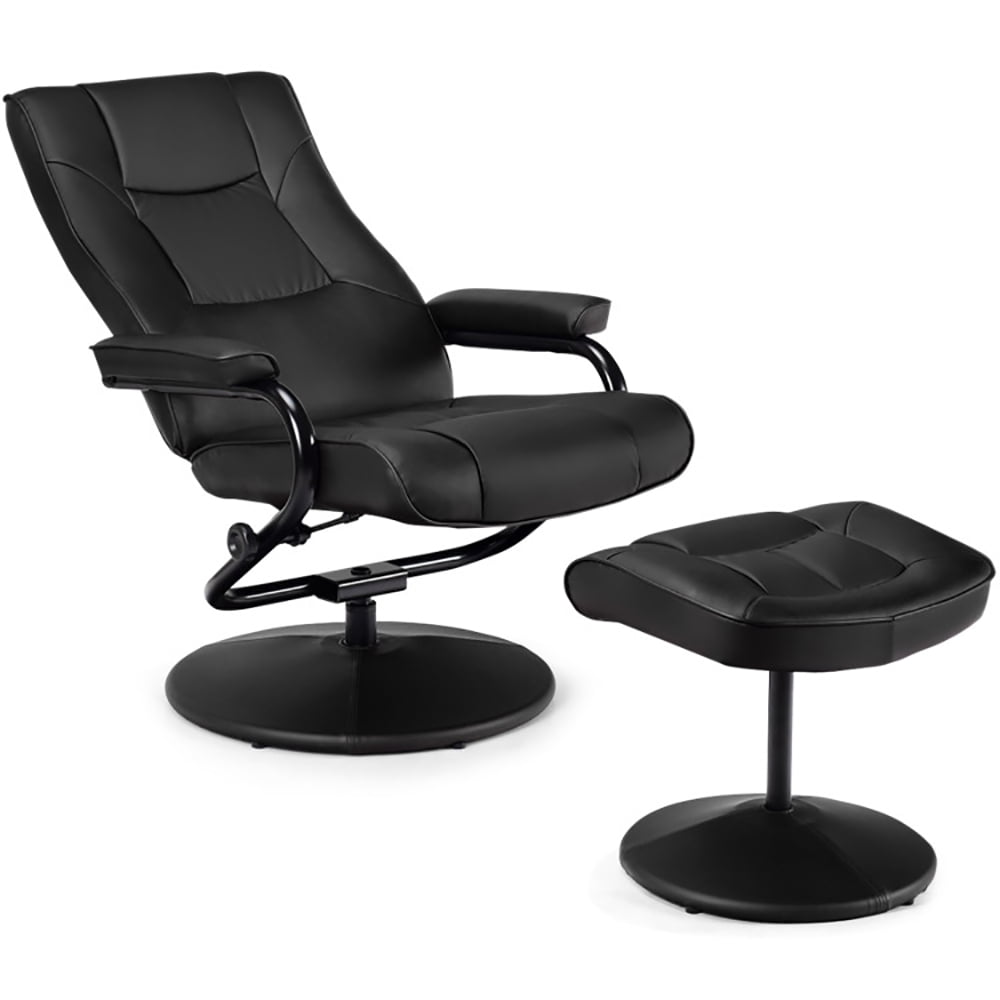 Finihen Swivel Recliner Chair, Swivel Lounge Chair Recliner with Ottoman, for Living Room, Bedroom, Black