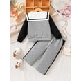 thumbnail image 3 of Michellecmm  Little Girl Fall Outfit Bow Sailor Collar Sweatshirt Pants with Pocket, 3 of 7