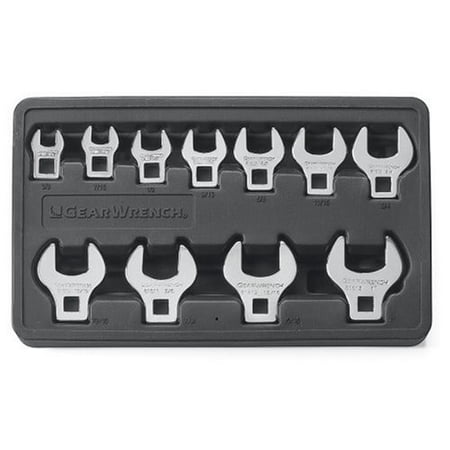 GearWrench 81908 11-Piece 3/8 in. Drive SAE Crowfoot Non-Ratcheting Wrench Set