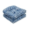 thumbnail image 2 of Set of 2 Blue and White Floral with Pheasant Bird Printed Wicker Seat Cushions 19", 2 of 2