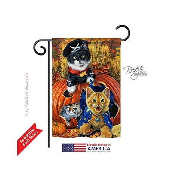 Breeze Decor 62058 Halloween Halloween Kittens 2-Sided Impression Garden Flag - 13 x 18.5 in.