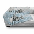 thumbnail image 3 of Fish Soft Flannel Fleece Throw Blanket, Sketch Boat and Motifs Underwater Fauna with Wavy Ocean Marine Art, Cozy Plush for Indoor and Outdoor Use, 70" x 90", Blue Black and White, by Ambesonne, 3 of 6