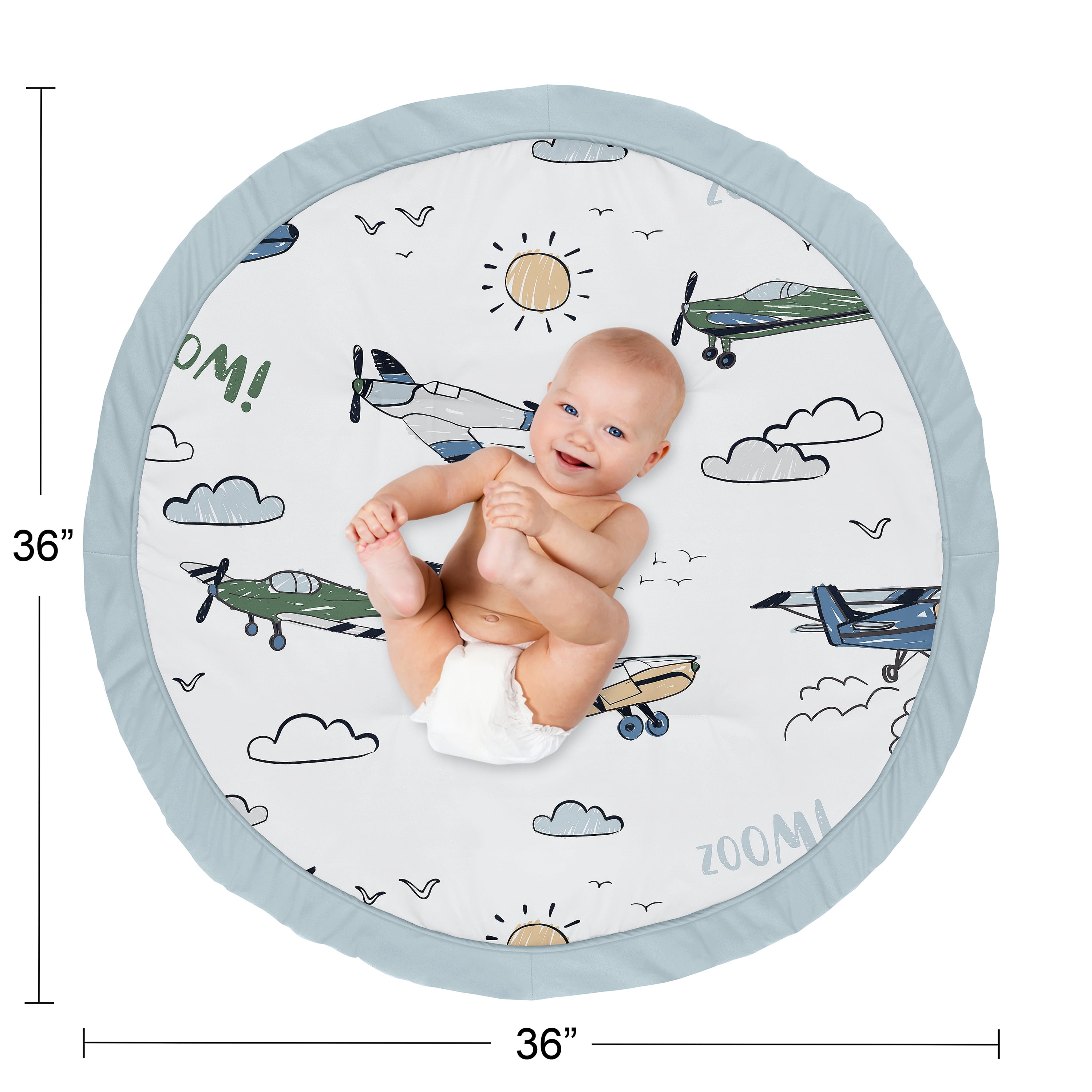 Sweet Jojo Designs Airplane Green and Blue Boy Baby Play Mat