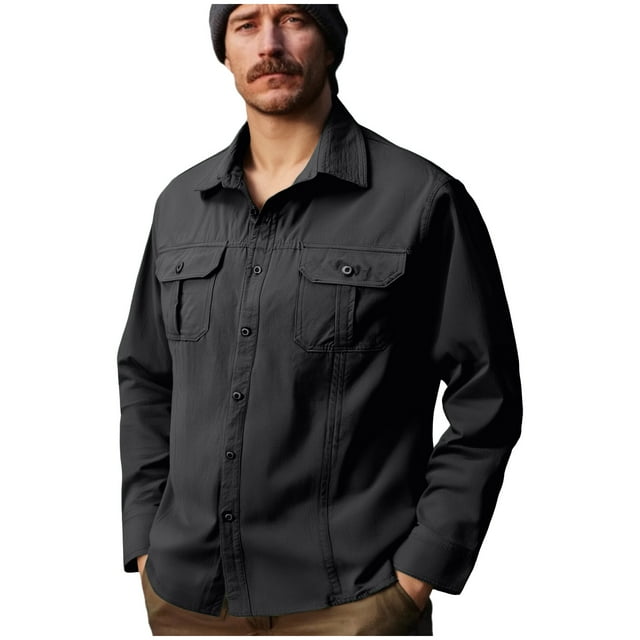 Chemise Cargo Utilitaire pour Homme - Haut Tactique Imperméable à Manches Longues avec Poches Multifonctions (Nylon/Polyester Durable pour la Randonnée/la Construction)
