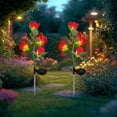thumbnail image 2 of Red Plastic Solar Simulation Rose Light Garden Stake Outdoor Decor 2Pcs 29.53X7.87 Inch Red, 2 of 7