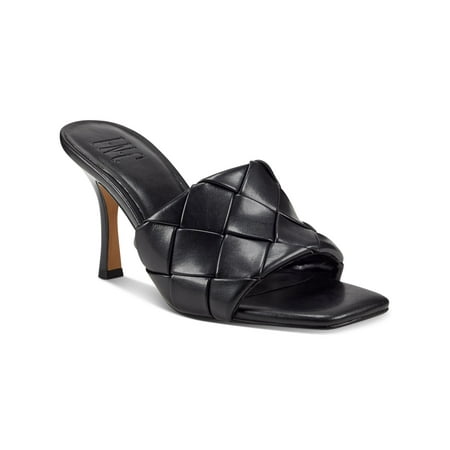 

INC Womens Black Woven Cushioned Liah Square Toe Stiletto Slip On Dress Sandals Shoes 8.5 M