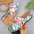 thumbnail image 5 of Pandaie Closed Toe Clogs for Women Flower Print Low Wedge Slip on Mules Shoes Comfortable Backless Dressy Walking Slides Size 6-10, 5 of 8