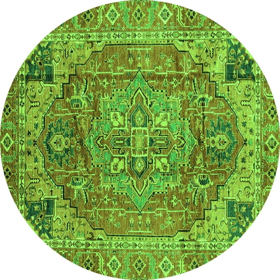 Ahgly Company Indoor Round Persian Green Traditional Area Rugs, 3' Round