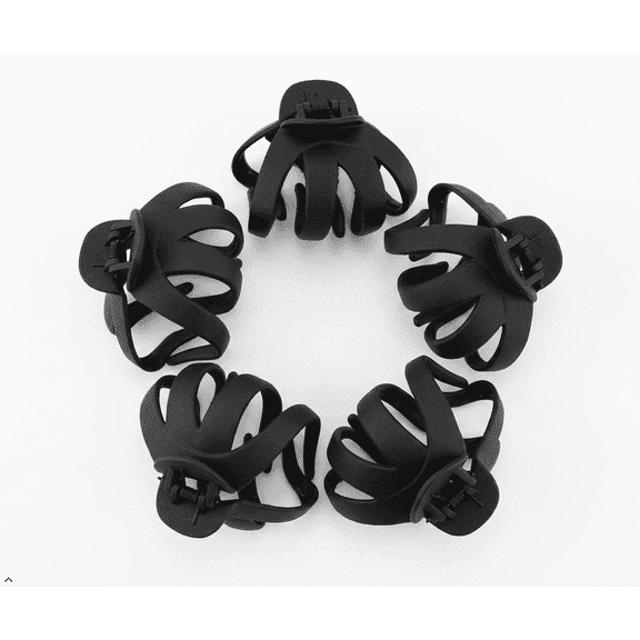 Pack of 5 Jumbo Octopus Hair Claw Clips, 3.15 Inch Matte Black Non-Slip Large Hair Clamps, Strong Hold Hair Accessories for Thick Long Hair Women Girls
