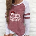 thumbnail image 2 of Womens Fall Fashion Christmas Long Sleeve Shirts for Women Striped Sleeve Tshirt Color Block Christmas Shirt Letter Hat Print Shirt Blouse, 2 of 5