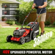 EWORK 40V Electric Lawn Mower Cordless, 14 Electric Push Mower with 2x4.0Ah Batteries & Charger, 3800RPM Motor, 6-Height Adjustment, 21Lbs Lightweight Battery Powered Lawnmower for Garden, Small Yar