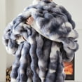 thumbnail image 3 of GEMBED Faux Fur Throw Blanket for Bed Fuzzy Soft Plush Thick Bubble Blanket for Living Room, 90x108 inches, Tie Dye Blue, 3 of 6