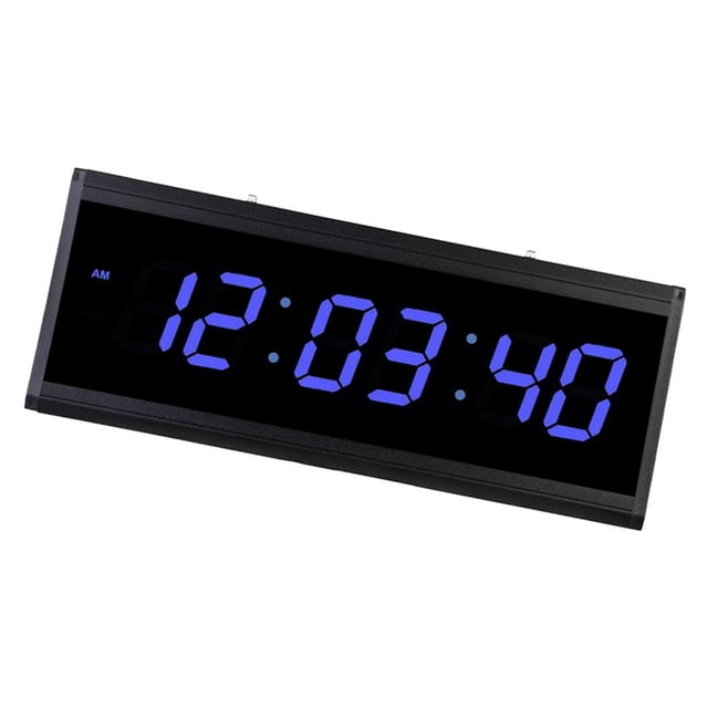 GROWTH TANK Large Screen Digital Clock LED Non-tick Wall Clock For Living Room Blue