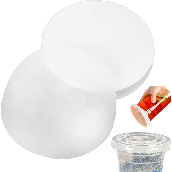 Tutuviw 200 Pcs Leak-Proof Cup Cap Lid Liners 4.5Inch Round Paper Sealer Cup Cover Waterproof Paper Drink Protective Cap Spill-Proof Film Pads for Milk Tea Coffee Beverage Containers