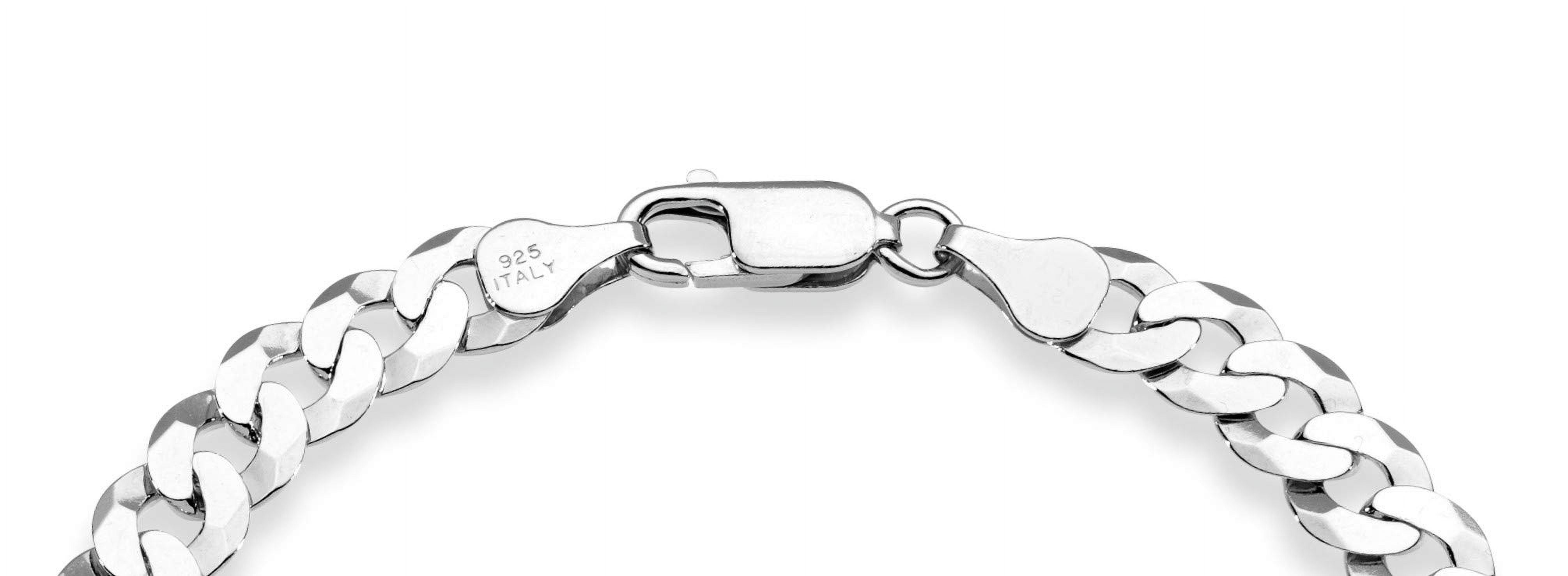 Miabella 925 Sterling Silver Italian 7mm Solid Diamond-Cut Cuban Link Curb Chain Bracelet for Men Women, Made in Italy (9 Inches)