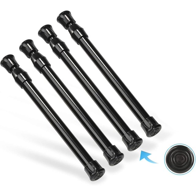 czcpp-4 Pcs Tension Rod, Short Tension Rod, No Drilling Small Tension Rods for Closet, Rustproof Spring Rod, Mini Thin Tension Rods for Cabinets, Cupboard, Wardrobe Bars, Bookcase (Black, 7-11 inch)