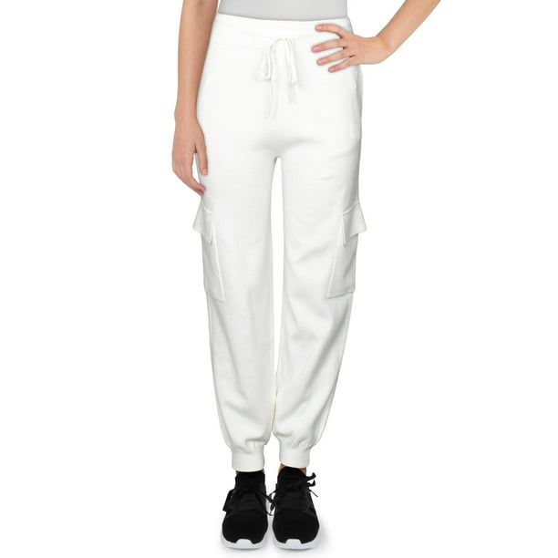 INC Womens Cargo High Rise Jogger Pants Ivory L - Walmart.com