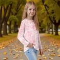 thumbnail image 4 of Drmagiyhm Girls Fall T Shirts Size 10-12 Basic Floral Print T-Shirts Casual Crewneck Fashion Shirts Kids Comfy Long Sleeve Tops, Tees & Blouses 11-12 Years Light pink, 4 of 5