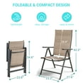 thumbnail image 4 of ELPOSUN Outdoor Folding Dining Chairs Set of 2, Folding Lawn Chairs for Adults with Padded All Weather Breathable Textilene, Portable Folding Chairs for Outside, No Assembly, Beige, 4 of 7