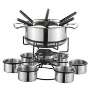 kowaku Fondue Pot Set, Portable, Thickened, Sturdy, Cooking Stove, Stainless Steel, Household for Party, Festival, Outdoor, Camping, Dessert A