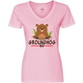 thumbnail image 3 of Inktastic Groundhog Day with Cute Groundhog Illustration Women's V-Neck T-Shirt, 3 of 5