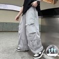 thumbnail image 5 of HFHAPW Boys Baggy Cargo Pants Casual Loose Fit Parachute Pant Fashion Harem Joggers with Pockets(Light Gray,13-14Y), 5 of 9