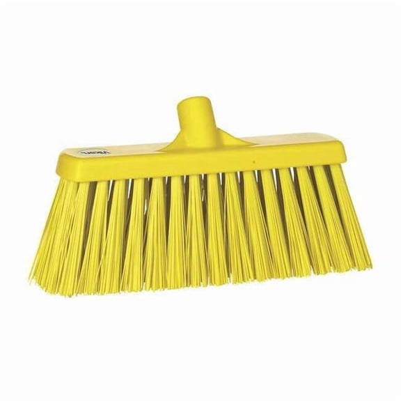 Vikan 12 in Sweep Face Broom Head, Stiff, Synthetic, Yellow 29156