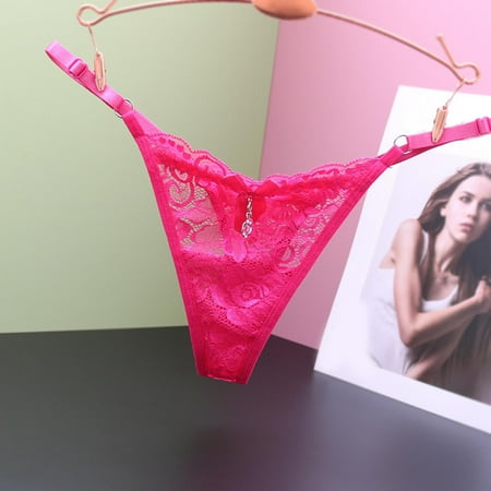 

Miayilima Panties For Women Sheer Lace Thong Adjustable Waist Bow Mesh Seamless Panties Size One Size