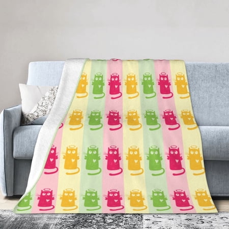 Cute Cat Animal Throw Blanket, Fluffy Soft Cozy Blanket Flannel Plush Microfiber Couch Throw 40"x30"