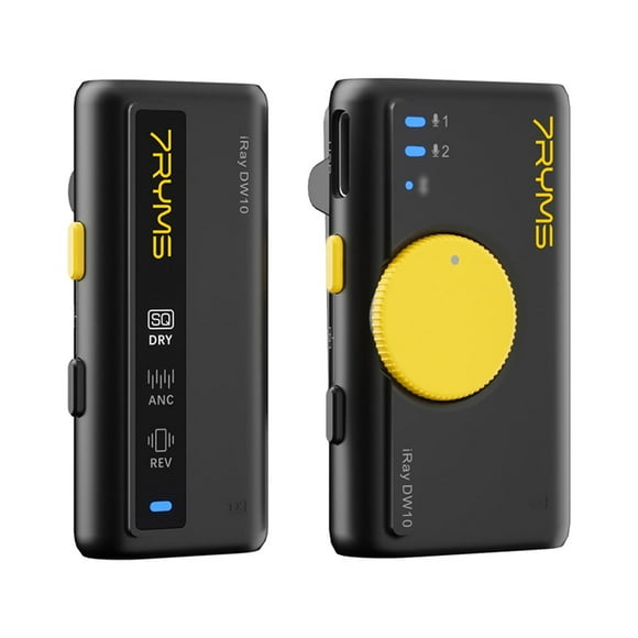 7RYMS iRay DW10 Wireless Lavalier Microphone System: 2.4G 1 Transmitter & 1 Receiver, 200m Range, 15H Standby, Smart Noise Reduction, Bluetooth 5.3, Plug & Play, Type-C/3.5mm TRS Compatibility,