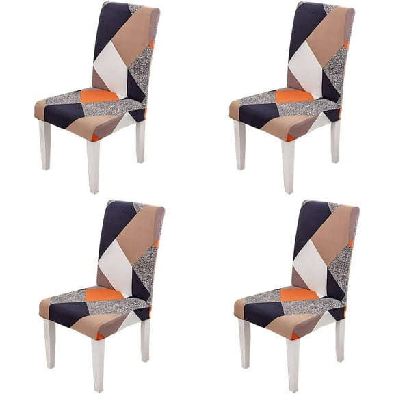 Geometric Chair Covers for Dining Room Set of 4,Stretch Spandex Parsons Chair Slipcover 4 Pack,Washable Anti-dust Chair Seat Cover for Kitchen,Wedding,Party