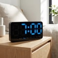 thumbnail image 2 of REGALWOVEN Digital Dual Alarm Clock, Big Numbers Display Dimmable Wall Clocks, Temperature, Day of Week, DST Desk Alarms Blue 8.3"L x 1.2"W x 4.3"H, 2 of 7