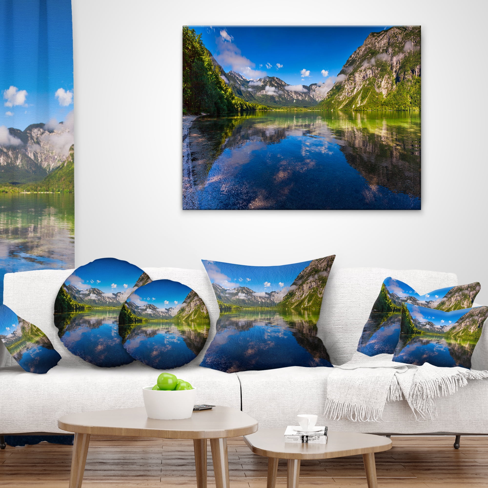 Designart Bohinj Lake in Triglav National Park - Landscape Printed Throw Pillow - 12x20
