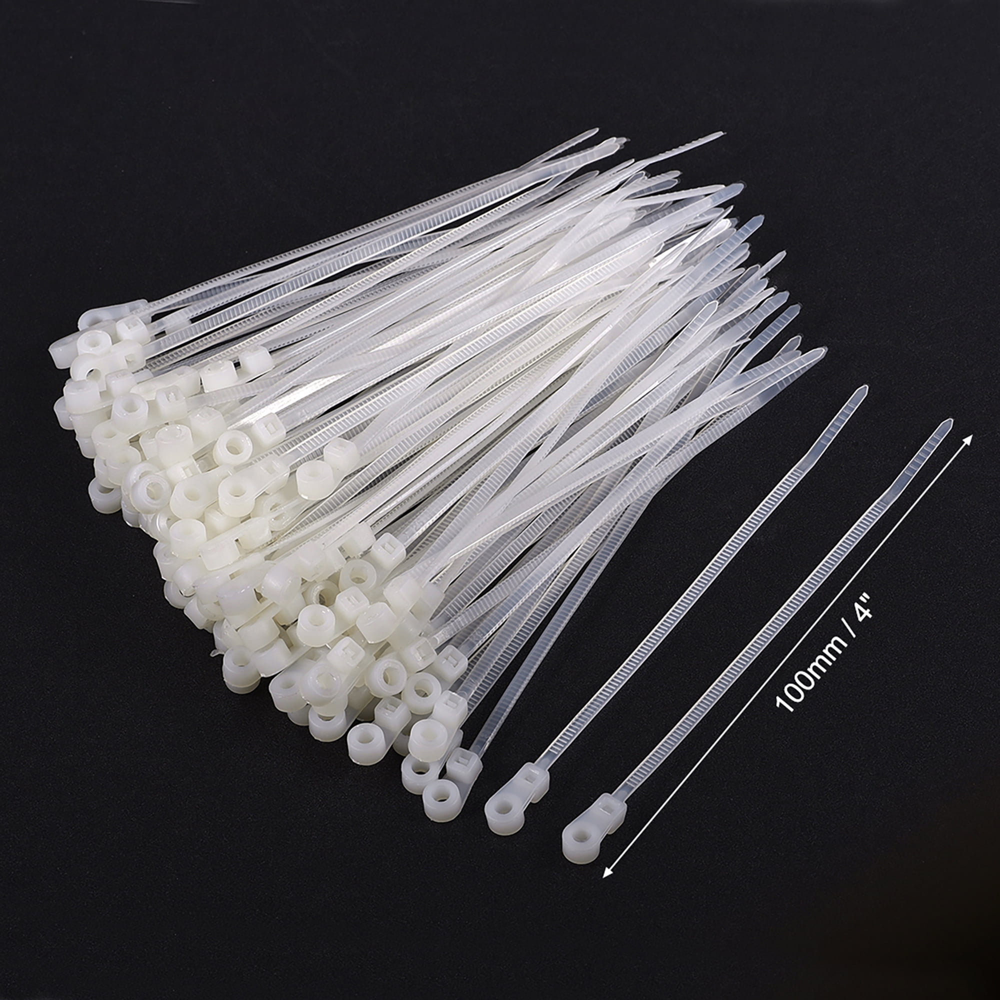 Mount Head Cable Zip Ties 4 Inch Screw Hole Nylon Wire Strap White 40pcs 