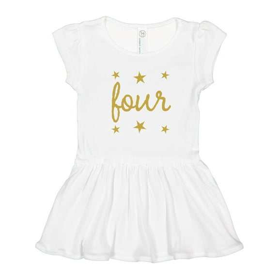 Inktastic 4th Birthday Gold 4 Year Old Girls Toddler Dress