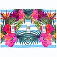 thumbnail image 1 of Metal Light Switch Plate Cover Hibiscus Flower Wreath Teal Stripes FLW033, 1 of 13