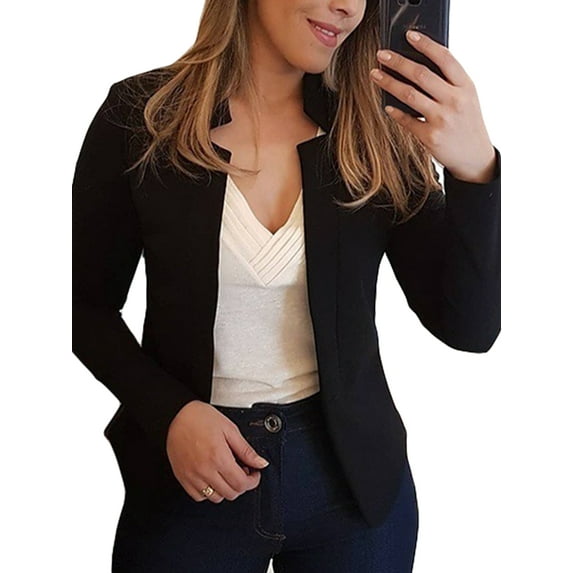 Plus Size Women Long Sleeve Slim Casual Business Blazer Suit Work Jacket Long Sleeve Coat Outwear Tops S-5XL