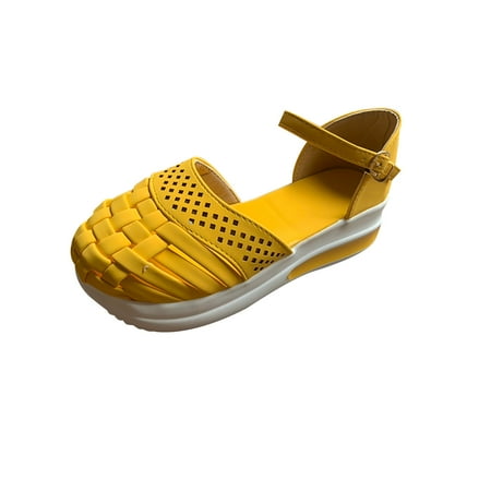 

Penkiiy Spring And Summer Thick-soled Hollow Woven Buckle Casual Women s Sandals