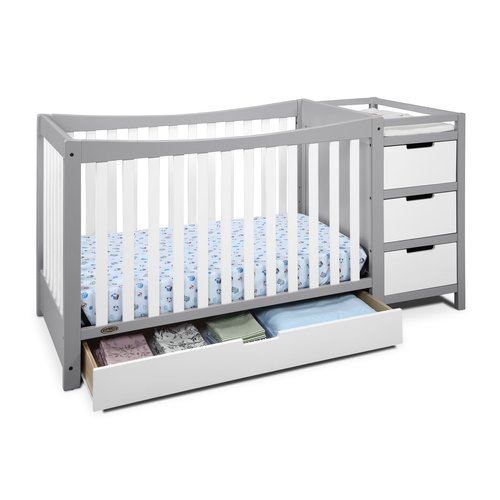 Graco Remi 4in1 Convertible Crib and Changer with Drawer, White/Gray