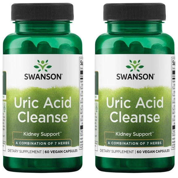 Swanson Uric Acid Cleanse - Natural Supplement Promoting Kidney Support - Features a Powerful Combination of 7 Herbs - (60 Veggie Capsules) 2 Pack