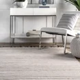 thumbnail image 5 of Rose Stripe Cotton Flatweave Tassel Area Rug in Light Grey Size (5' x 8'), 5 of 5