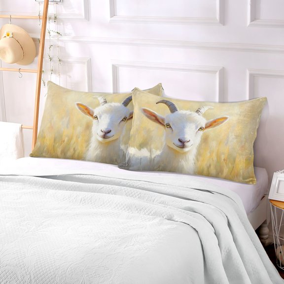 Pillow Case Plush Pillow Design Cute White Goat Painting Case standard size/King size/Queen size Bed Pillow Pillowcases