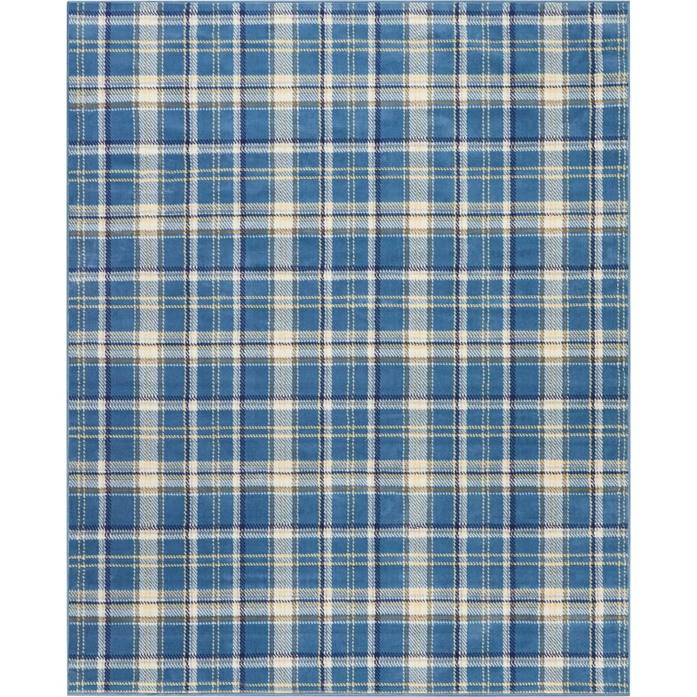 Blue Farmhouse Plaid Area Rug by Pinewood Grove