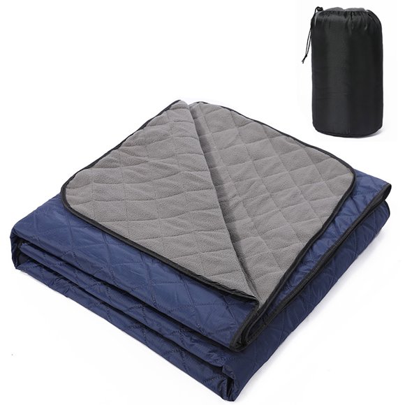 TopLLC Large Outdoor Picnic Blanket, 3-Layer Thicken 200 GSM Quilted Fleece Stadium Blanket, Waterproof Windproof Foldable Camping Blanket Machine Washable Warm Blanket for Pet Beach Travel(57"x79")