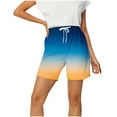 thumbnail image 2 of Ahuyic Womens Shorts,Plus Size Pants for Women,Casual Womens Fashion Print Color Elastic Waist Bandage Short Pants,Dark Blue,M, 2 of 4