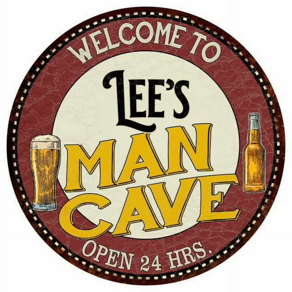 Lee's Man Cave 14" Round Metal Sign Kitchen Bar Wall Decor 100140035019