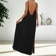 thumbnail image 4 of Letdown Backless Cami Dress for Women 2026 Summer Sleeveless Spaghetti Strap Flowy Beach Long Sundress with Back Tie, 4 of 8